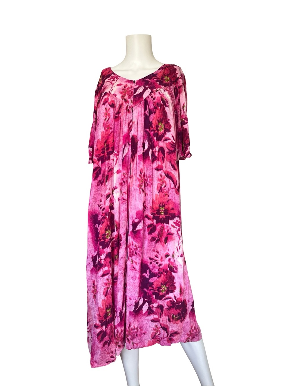 Go Softly Patio Pink Floral House Dress Mumu Caftan Colorful Womens Size XL